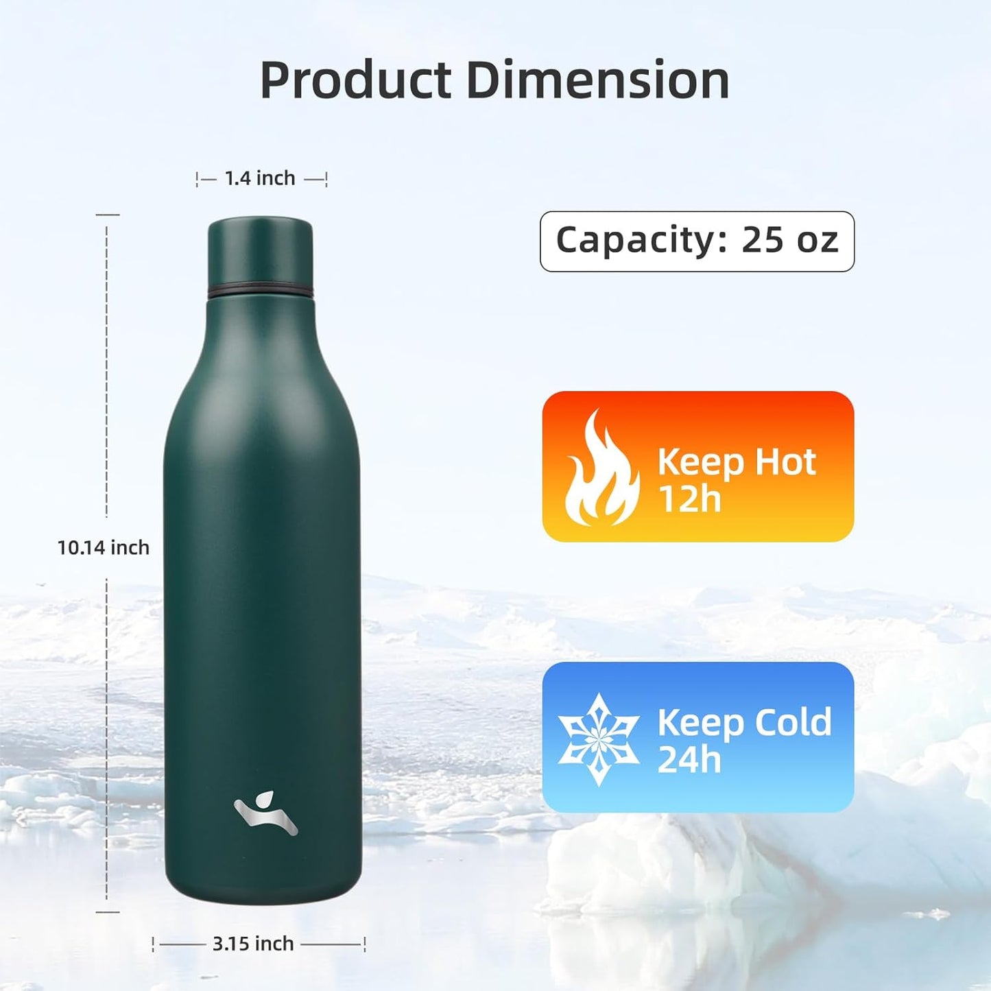 Konokyo Insulated Water Bottle with Strap,18 oz Double Wall Stainless Steel Vacuum Bottles Metal Water Flask,Macaron Green - Colors A