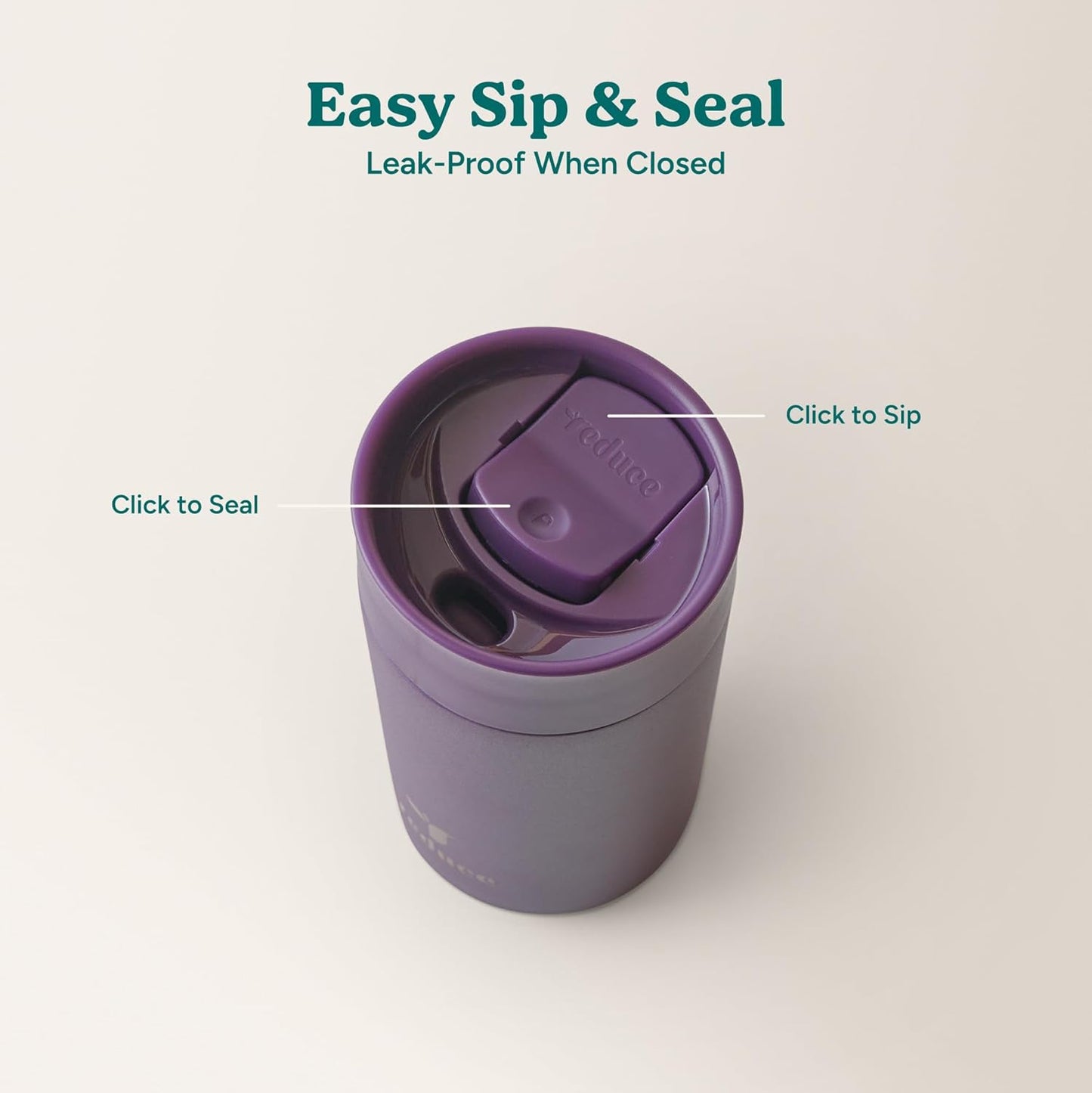 REDUCE Perk 10oz Insulated Coffee Tumbler – Leak-Proof with Lockable Lid and Vacuum Insulation–Durable Stainless Steel–Fits Car Cup Holders–One-Handed Travel Mug in Sand Leopard Print-Gentle Lavender