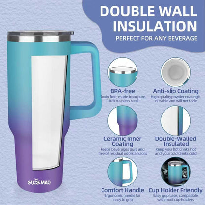 20 oz Insulated Coffee Mug with Ceramic Coating, Stainless Steel Travel Mug Tumbler with Handle Lid and Straw, Double Wall Leak-Proof Coffee Travel Mug Keeps Drink Hot and Cold (Black)