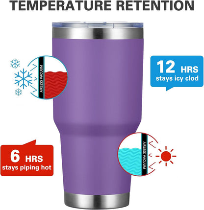 MEWAY 30oz Tumbler Double Wall Vacuum Insulated Travel Mug, Stainless Steel Tumbler with Lid, Durable Powder Coated Insulated Coffee Cup for Cold & Hot Drinks (Silver,1 PACK)