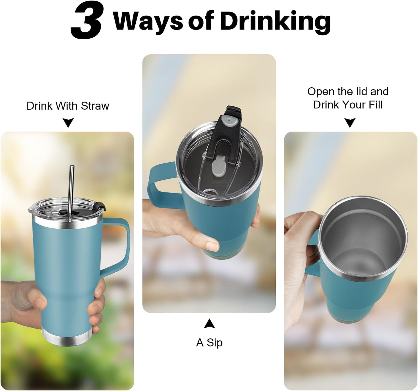 20 oz Tumbler with Handle, Stainless Steel Insulated Tumbler with Lid and Straw, Double Wall Vacuum Coffee Mug Tumbler, Insulated Coffee Thermal Cup for Cold and Hot (Light Purple)