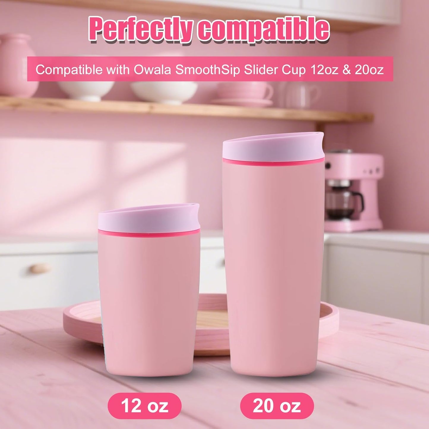 Replacement Slider Lid for Owala SmoothSip 20oz & 12oz, Top Cover Compatible with Owala 24oz Coffee Tumbler, Coffee Travel Mugs Leakproof Accessories, BPA-Free (Black Cherry)