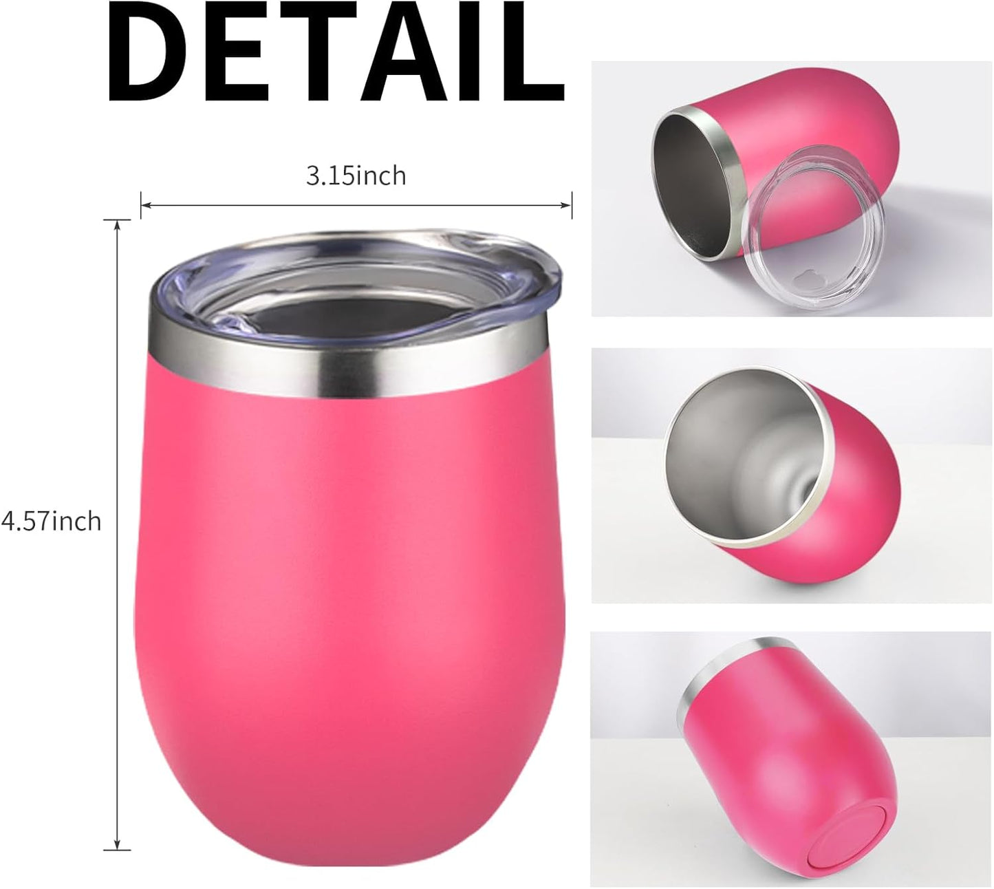12oz/4 Pack Wine Tumbler Glasses with Lid Stemless Double Wall Vacuum Stainless Steel Travel Tumbler Keeping Cold & Hot for Wine,Coffee,Cocktails,Drinks-Family and Gifts (Multi color-dark)