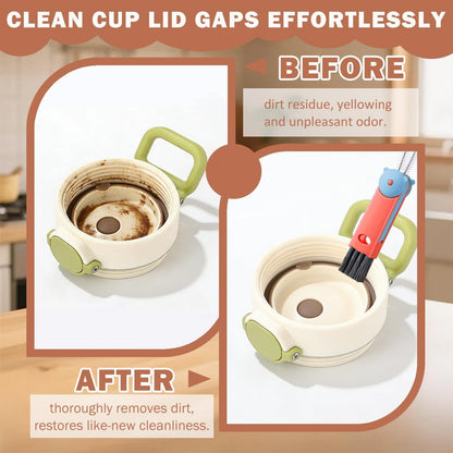 3 in 1 Cup Lid Cleaning Brush, 4PCS Multifunctional Crevice Cleaning Brush for Water Bottle Insulated Cup Tumbler Lid Groove Narrow Space Detail Cleaner Home Kitchen Gadgets