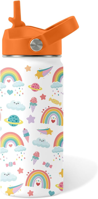 Strawberry Gifts for Kids - 16oz Pink Kids Water Bottle with Straw Lid, Stainless Steel Insulated Water Bottle, Leakproof, BPA-Free, for Girls, School, Strawberry Lover Children Birthday Gift Cup(1pc)