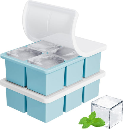 Large Ice Cube Tray for Whiskey: FDDBI Silicone Ice Cube Trays with Lid - 2Pack Big Square Old Fashioned Ice Cube Maker for Cocktail - 2inch Huge Cubed Ice Trays for Whisky