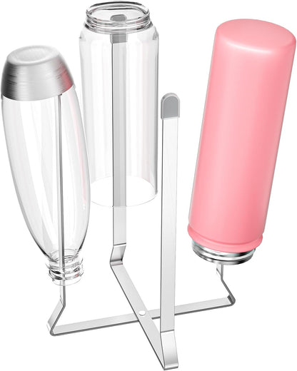 Foldable Water Bottle Drying Rack, Stainless Steel Tumbler Dryer Stand for Kitchen Counter, Multifunctional Space-Saving Cup Drainer for Water Bottles, Baby Bottles, Glasses & Reusable Bags (Silver)