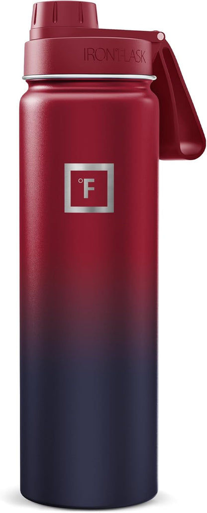 IRON °FLASK Camping & Hiking Hydration Flask with Straw, Wide Mouth Insulated Stainless Steel Sports Water Bottle - 22 oz Aurora