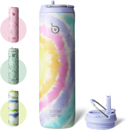 BOTTLE BOTTLE Insulated Water Bottle 24oz with Straw Lid and Handle for Sports Travel Gym Stainless Steel Water Bottles Double-Wall Vacuum Metal Leak Proof BPA-Free