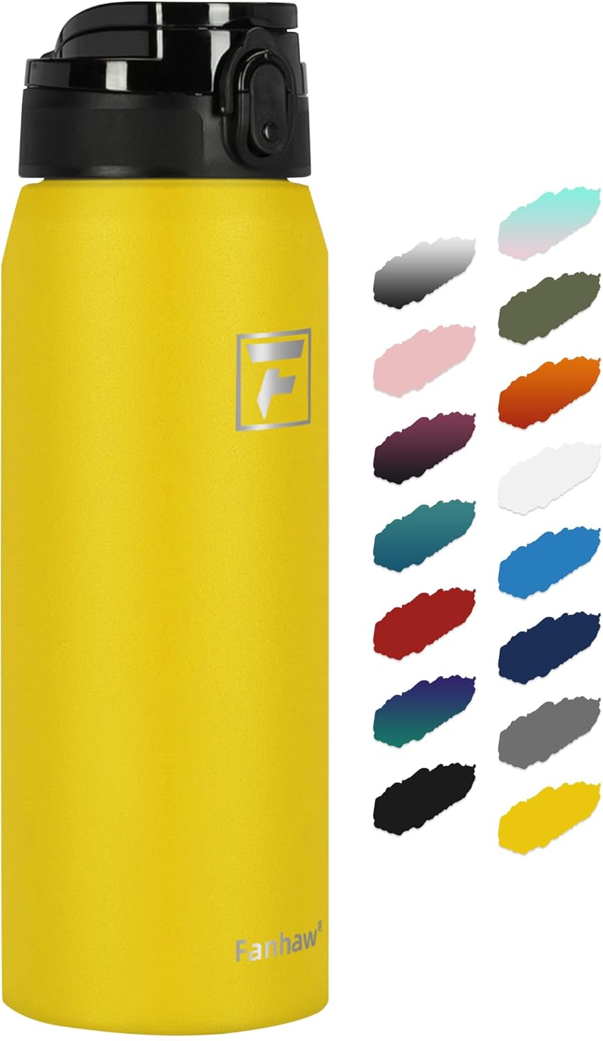 Fanhaw 20 oz Insulated Stainless Steel Water Bottle with Anti-Dust Chug Lid, Leakproof Vacuum Metal Everyday Use Bottle for Kids, Teens & Adults, Back to School Essentials (Green Blue)
