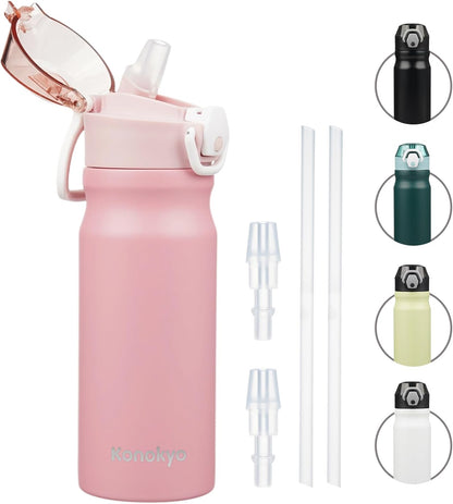 Konokyo 18 oz Insulated Water Bottle with Straw Lid, Stainless Steel Vacuum Sports Water Bottle, Leak-Proof Reusable Metal Flask with Carry Loop, BPA-Free Travel Bottle for Gym, School, Office