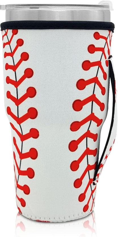 Reusable Iced Coffee Cup Sleeve Neoprene Insulated Sleeves Cup Holder with handle Idea for 30oz - 32oz Tumbler Cups, Protein Shake Bottles(Only Cup Sleeves), Black - Colors B
