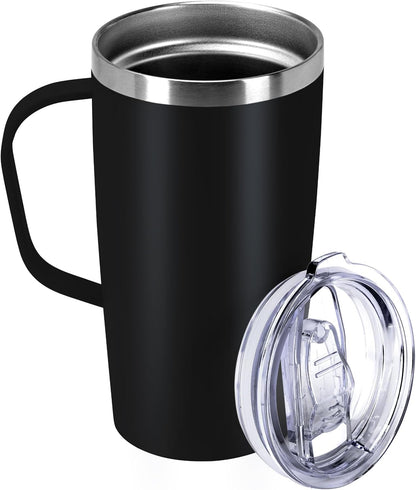 Trwcrt 19oz Insulated Coffee Mug with Handle, Double Wall Vacuum Stainless Steel Travel Coffee Tumbler, Blue