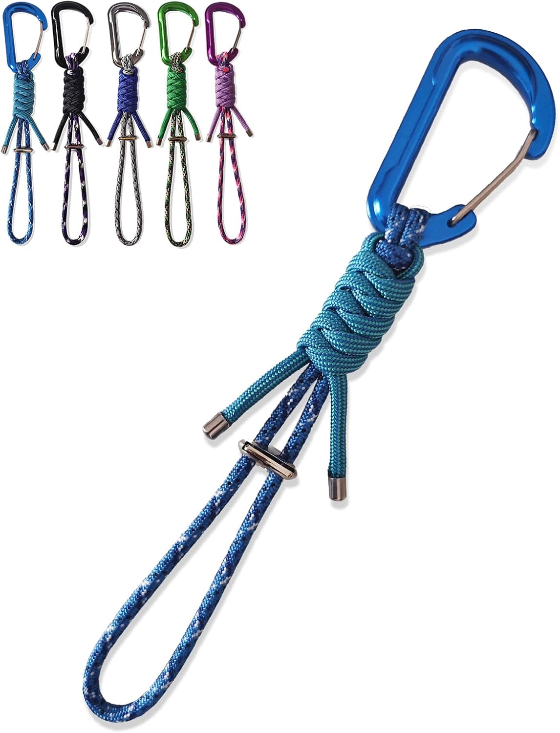 Paracord Keychain - Triangle/D-Shaped Carabiner Clip with Lanyard for Hanging Water Bottle, Key, Backpacks and More