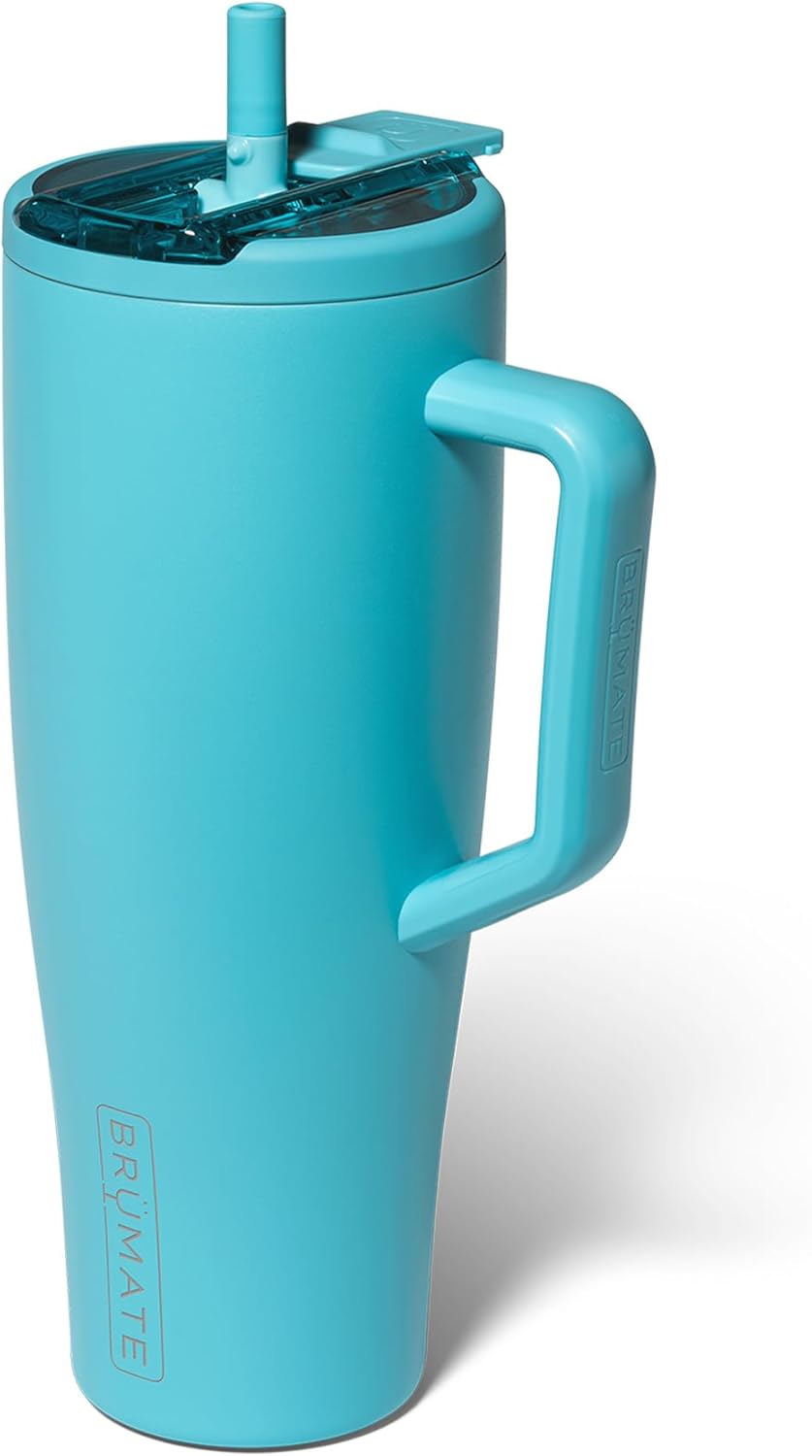 BrüMate Era Flip 30oz Tumbler with 100% Leakproof Covered Straw Lid | Hygienic Covered Straw | Insulated Stainless Steel Water Bottle with Handle | Cup Holder Friendly | BPA-Free (Sage)