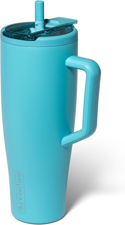 BrüMate Era Flip 30oz Tumbler with 100% Leakproof Covered Straw Lid | Hygienic Covered Straw | Insulated Stainless Steel Water Bottle with Handle | Cup Holder Friendly | BPA-Free (Sage)