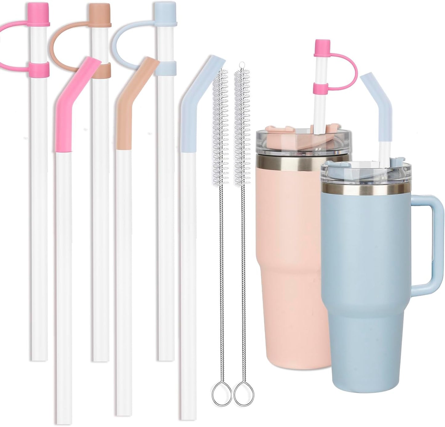 6 Straws with Cover Cap for Stanley 40oz Tumbler Replacement, Reusable Straw with Stopper Tips, Perfect for Stanley Cup with Handle H2.0, 14, 20, 30, 40oz Accessories