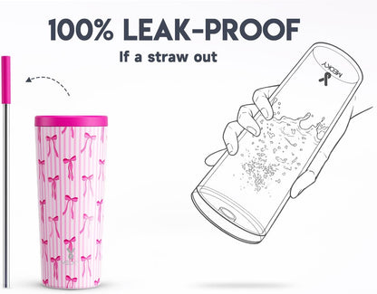 Meoky 24 oz Insulated Tumbler with Lid and Straw, Stainless Steel Vacuum Insulated Tumbler, Keeps Cold for 24 Hours, 100% Leak Proof, Fits in Car Cup Holder (Night)