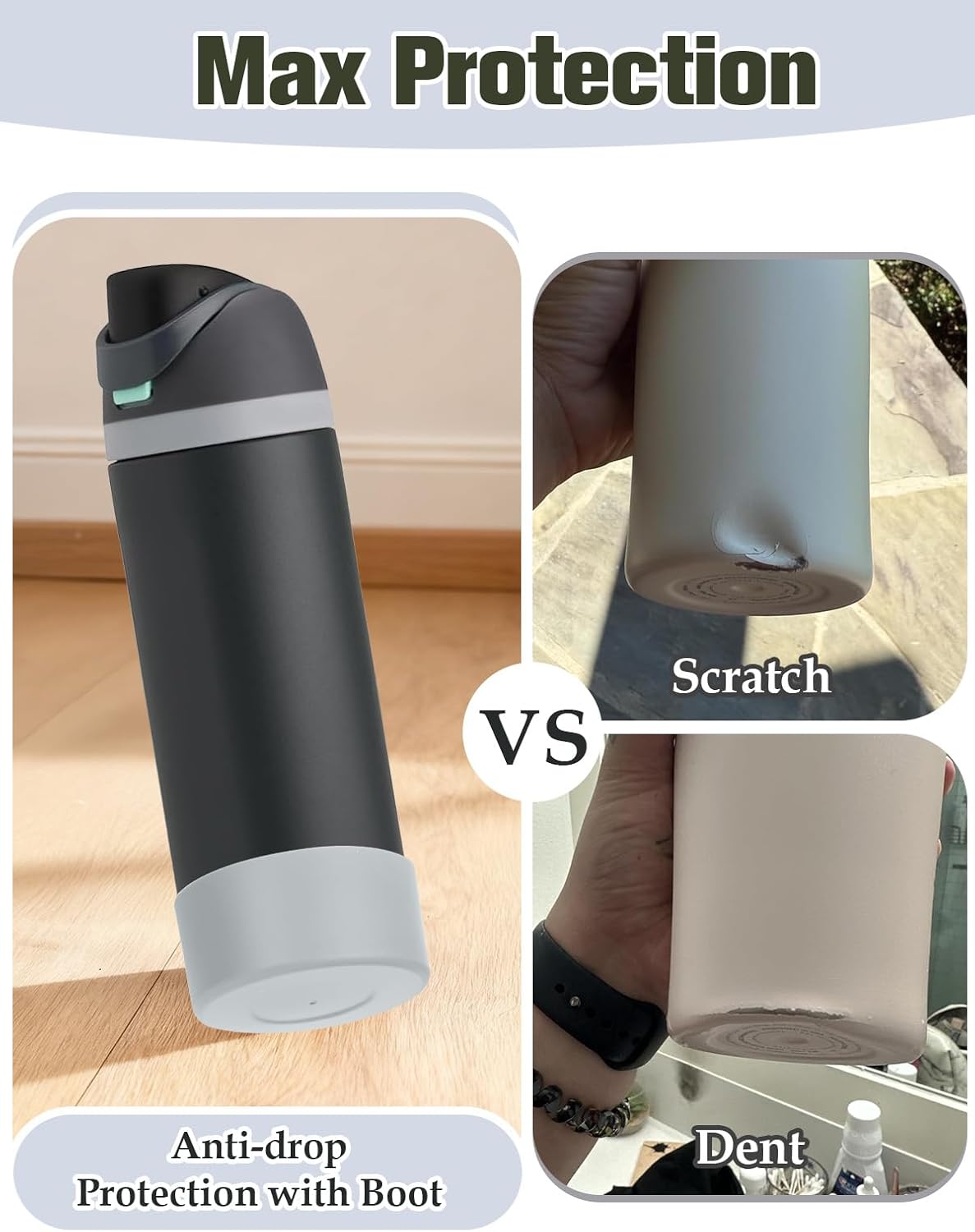 Mity rain 2PCS Silicone Boot for Owala Water Bottle 24 oz 32 oz, Anti-Slip Protective Sleeve Bottom Bumper Protector for FreeSip Stainless Steel Water Bottles Accessories