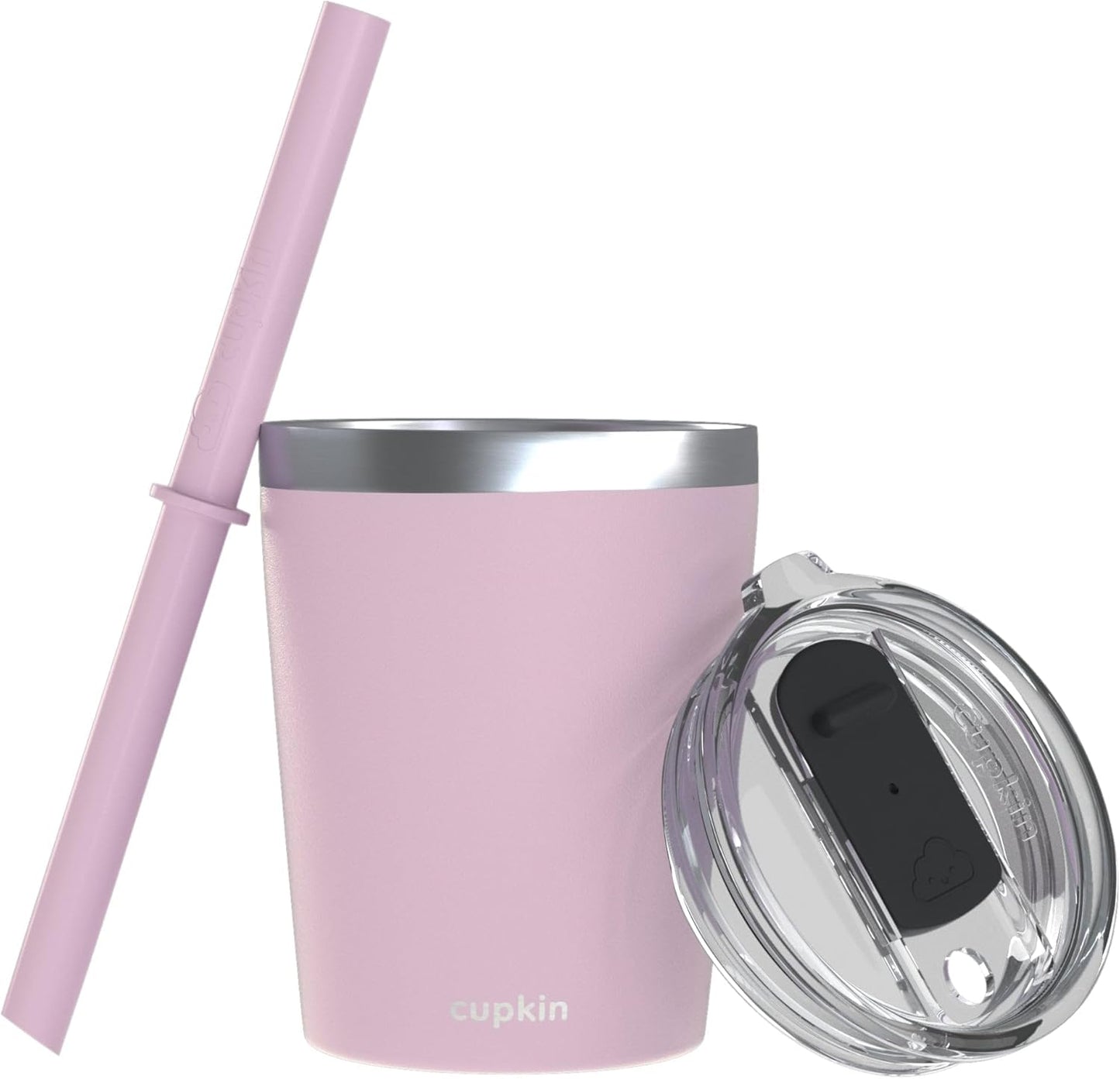 CUPKIN Stainless Steel Insulated Tumbler with Lid and Straw, 20 oz Stainless Steel Cups, Set of 2 Travel Coffee Mug for Adults, Iced Coffee Cup with Lid, Tumbler for Travel (Coral + Yellow)