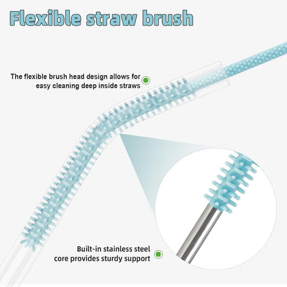 Silicone Straw Cleaner Brush, 4Pcs Reusable Straw Brush Set with Extra-Long Design for Cleaning Thin Metal Straws and Wider Milkshake Straws （6mm+9mm Pink)