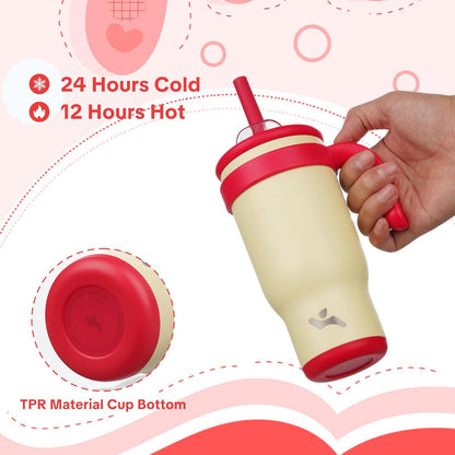 Konokyo 30 oz Tumbler with Side Handle, Insulated Water Bottle with Straw and 2 in 1 Lid, Stainless Steel Cup Travel Coffee Mug for Sports Office Gym,Purple
