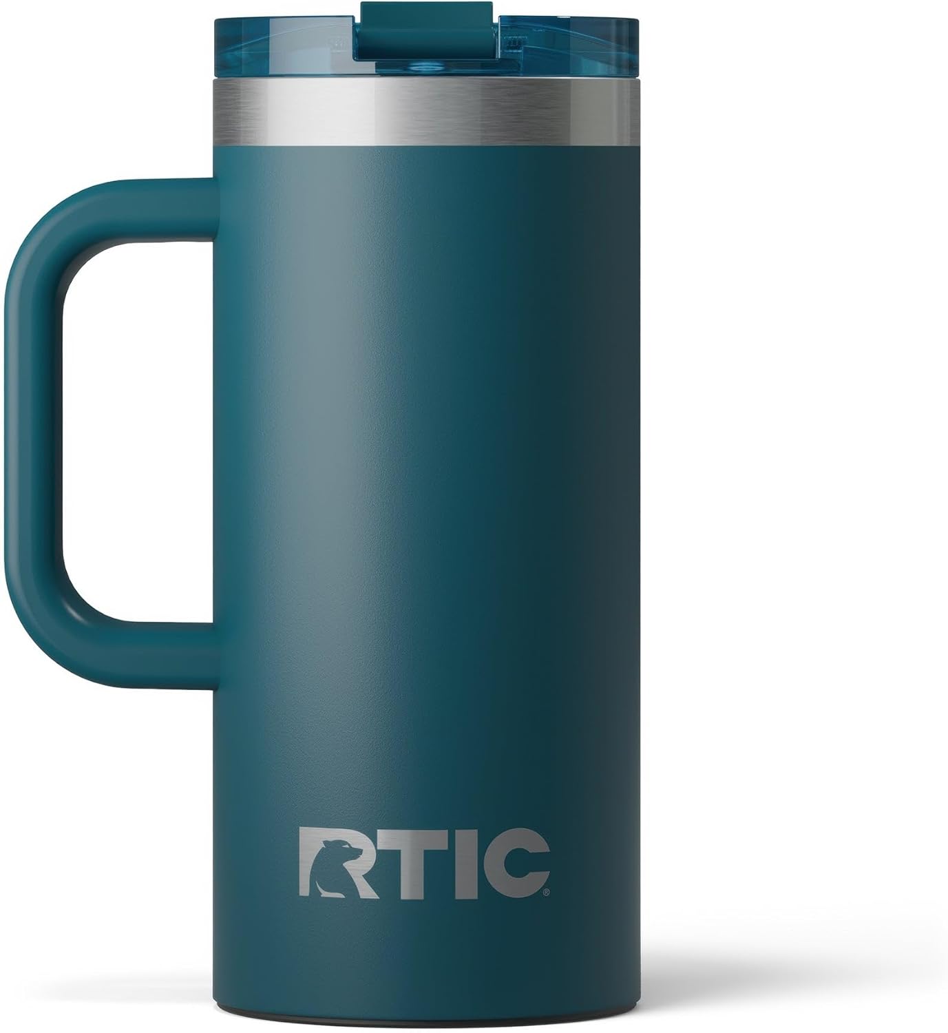 RTIC 20oz Road Trip Travel Mug with Lid and Handle, Ceramic Lined, Insulated, Stainless Steel, Metal, Double Wall Vacuum-Insulation, Portable Coffee, Tea Cup for Hot and Cold Drink, Black