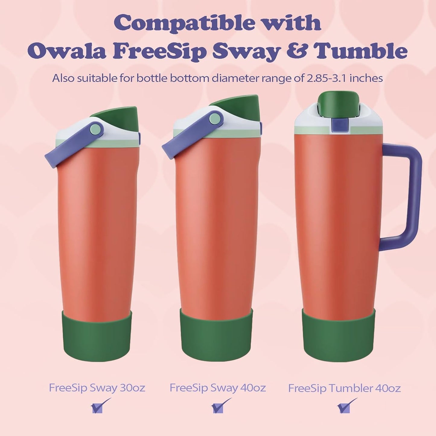 2PCS Silicone Boots for Owala 30oz & 40oz FreeSip Sway Bottles & Tumblers – Non-Slip, Scratch-Resistant, Stability Enhancer for Owala Accessories (Eucalyptus Green) - Colors A