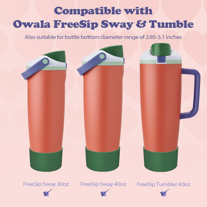 2PCS Silicone Boots for Owala 30oz & 40oz FreeSip Sway Bottles & Tumblers – Non-Slip, Scratch-Resistant, Stability Enhancer for Owala Accessories (Eucalyptus Green) - Colors A
