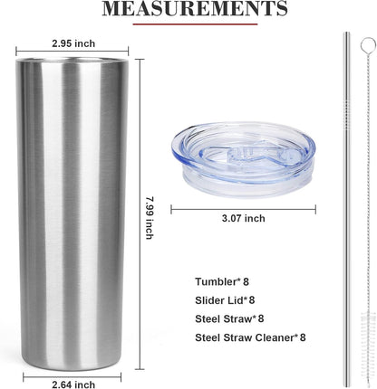 20 oz Skinny Tumblers with Lid and Straw,Stainless Steel Vacuum Insulated Tumbler Cup Double Wall Travel Coffee Mug, Thermal Water Tumbler for Hot and Cold Drinks(Rose Gold,1)