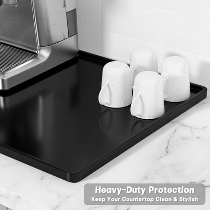 Rnivvi Silicone Coffee Mat, 16" x 24" Waterproof Raised Edge Coffee Bar Mats for Espresso Machine Station Accessories, Heat Resistant Detachable Dish Drying Pad for Kitchen Counter, Dish Rack, Green
