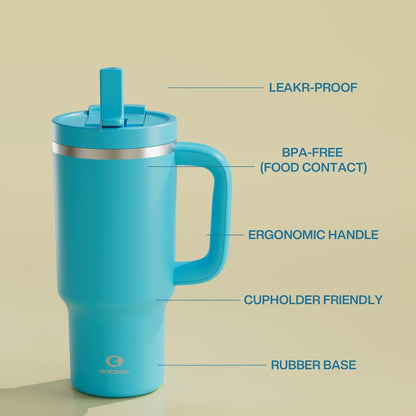 40 oz Tumbler with Handle and Straw: Stainless Steel Insulated Tumbler Keeps Cold for 24 Hours, Leakproof Travel Cup Fits in Cup Holder and BPA-Free, Cotton Candy