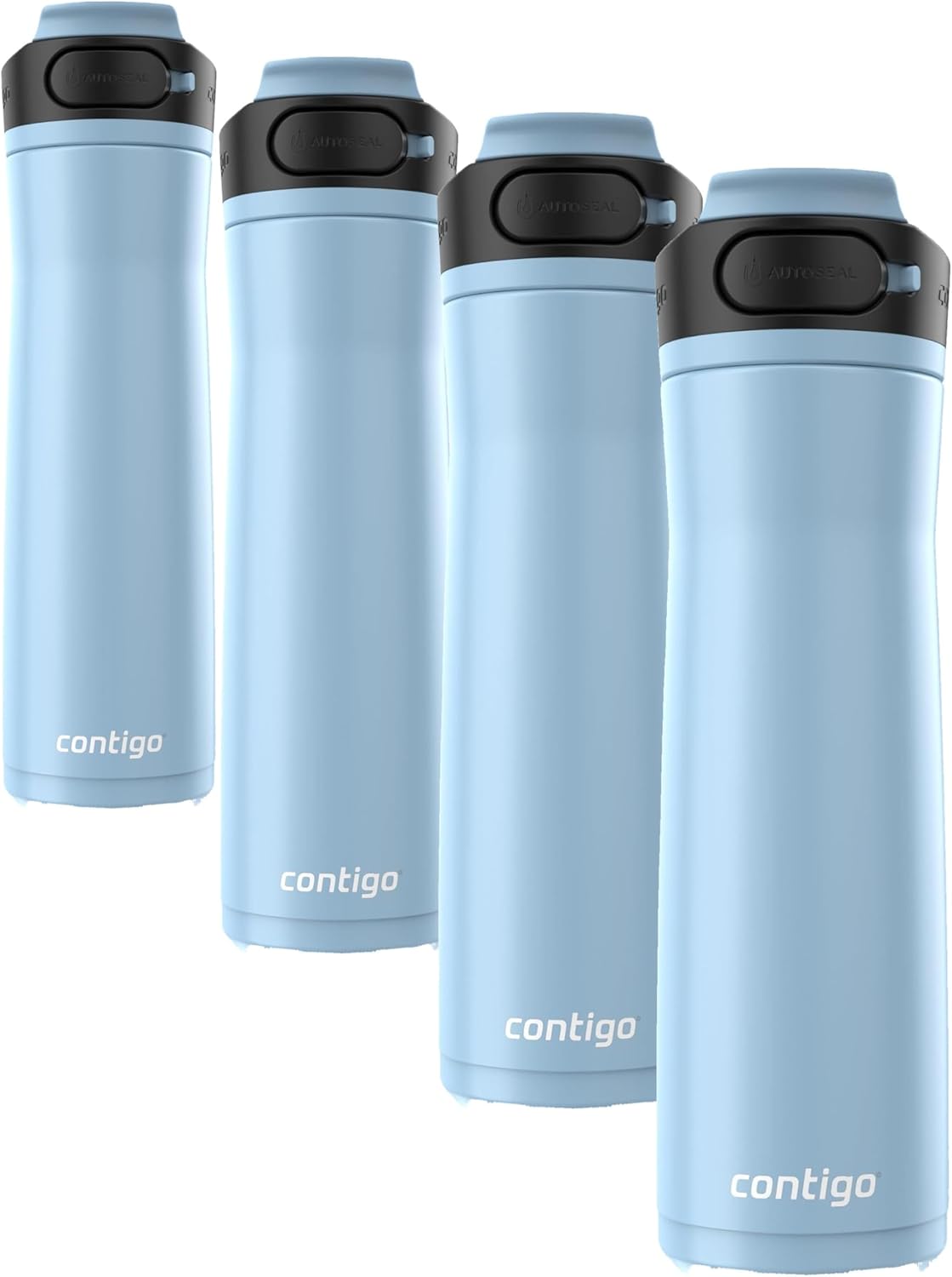 Contigo Cortland Chill 2.0 Vacuum-Insulated Stainless Steel Water Bottle, Spill-Proof Sip Technology, Interchangeable Lid, 24oz, Steel/Licorice, Perfect for Fitness Travel Everyday Use