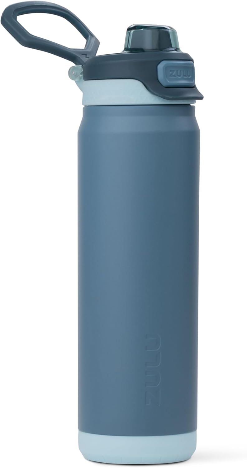 ZULU Powerfill Pro 32oz Stainless Steel Water Bottle with Quick Fill Lid, Triple Walled Vacuum Insulated Metal, Leak Proof Locking Lid, Sip and Chug, Reusable BPA Free, High Tide