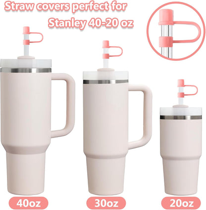 6PCS Silicone Straw Covers Cap Compatible with Stanley Cup 30-40 oz Tumbler with Handle 10mm Straw Toppers，Dust-Proof Reusable Straw Cover for Stanley Cup Accessories (Black)