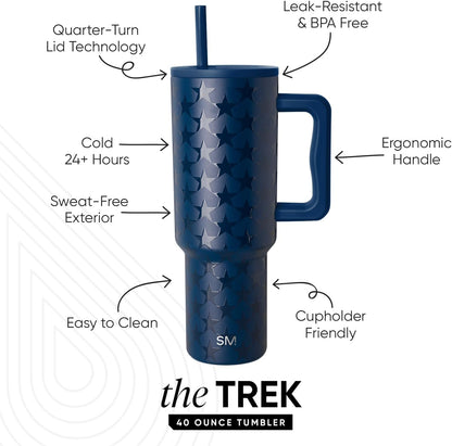 Simple Modern 40 oz Trek Tumbler with Handle and Straw Lid | Cup Holder Friendly Insulated Stainless Steel Travel Mug | Sea Glass Sage - Colors A