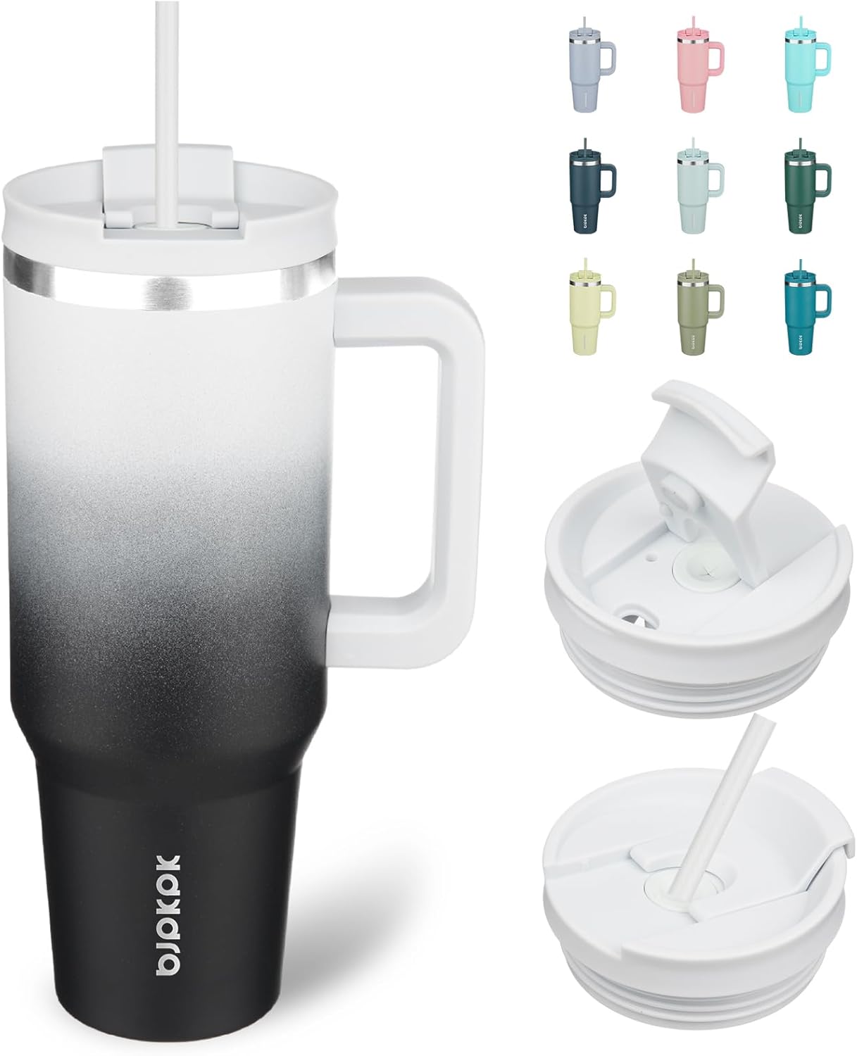 BJPKPK 30oz Stainless Steel Insulated Tumbler With Handle And Lid Straw Travel Coffee Mug Thermal Cup,Black