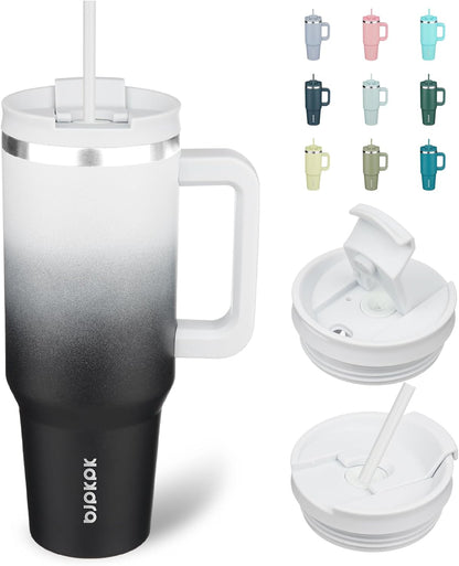 BJPKPK 30oz Stainless Steel Insulated Tumbler With Handle And Lid Straw Travel Coffee Mug Thermal Cup,Black