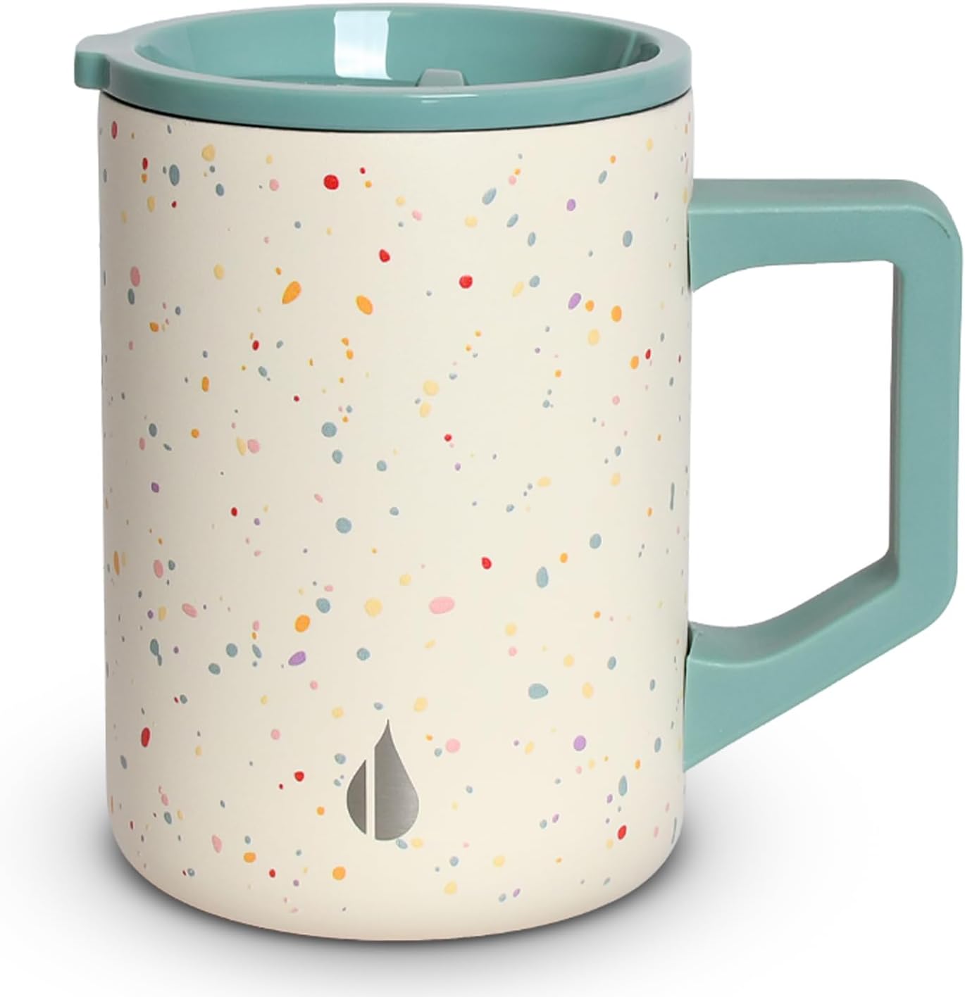 Elemental Insulated Coffee Mug - Triple-Wall Stainless Steel Summit Travel Cup for Hot and Cold Drinks - Thermal Coffee Mug with Lid and Handle for Camping, Office & Travel 16oz - Rainbow Speckle