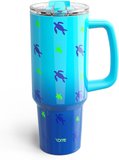 YOME 40oz Nurse Tumbler with Handle and Flip Straw | Stainless Steel Insulated Water Bottle | Keeps Drinks Cold | Dishwasher Safe | Cupholder Friendly | Gift Gym Travel Yoga