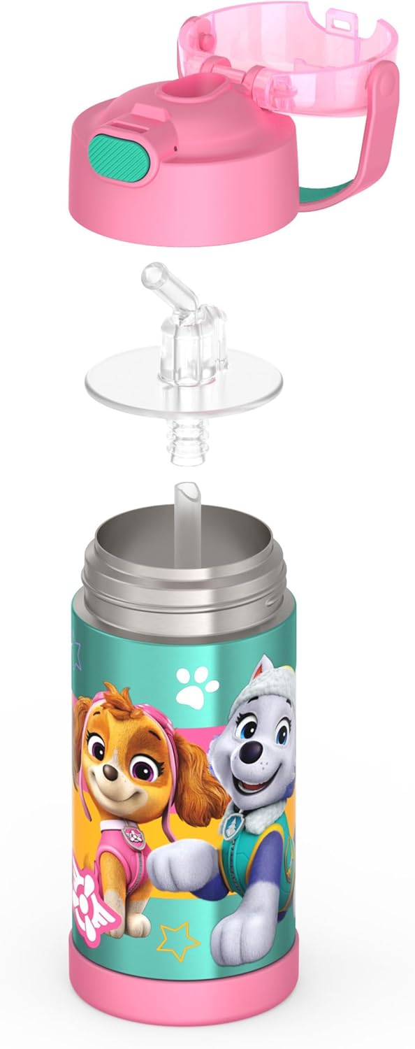THERMOS FUNTAINER Water Bottle with Straw - 12 Ounce - Kids Stainless Steel Vacuum Insulated Water Bottle with Lid, Bluey - Colors B