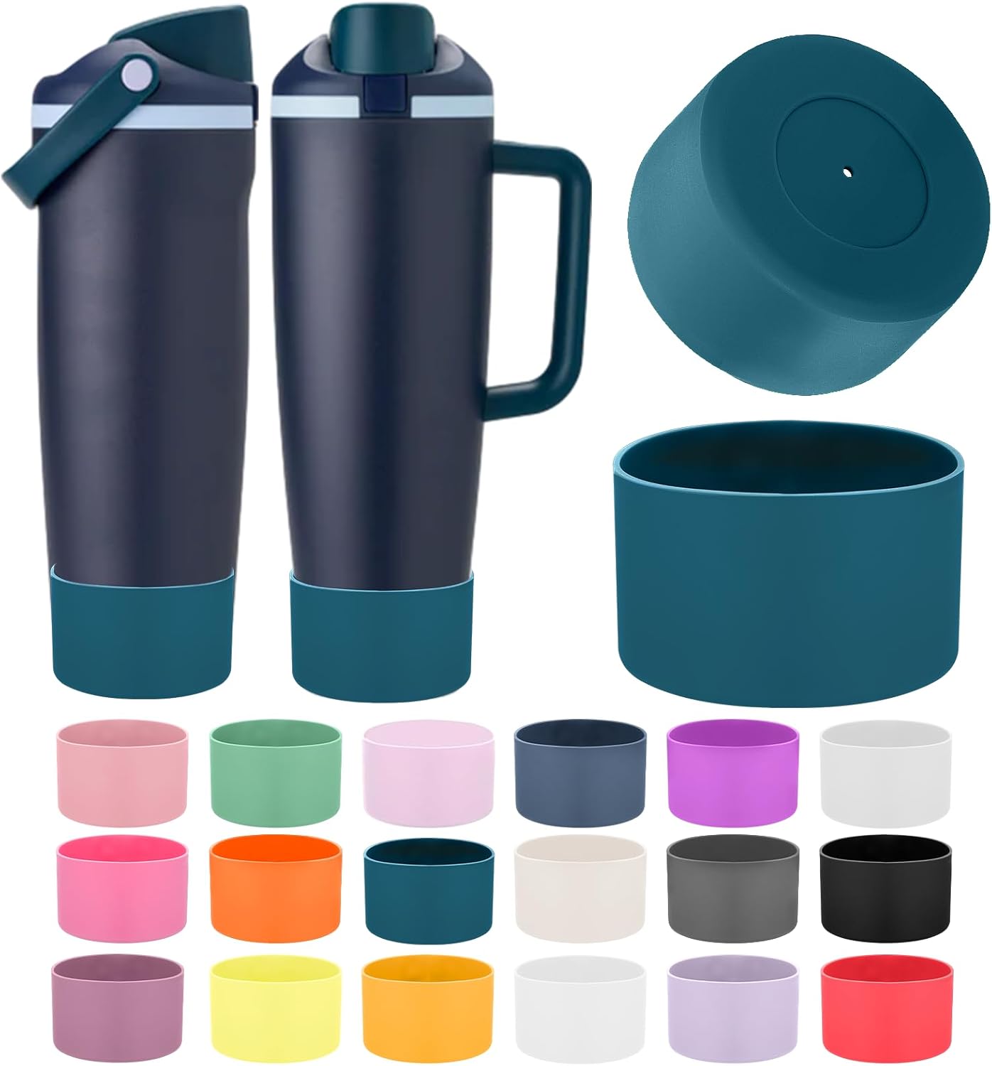Mity rain 2PCS Protective Silicone Boots for Owala 30oz & 40oz FreeSip Sway Bottles & Tumblers - Accessories for owala, Enhances Stability & Prevents Scratches(Black Cherry)