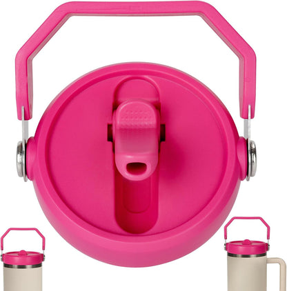 Flip Straw Lid for Stanley 30oz and 20oz, Leak Proof Top Replacement with Handle for 30&20 oz Stanley Quencher and ProTour, Detachable No Spill Lids Reusable Lids Accessories for StanleyCup, Rose