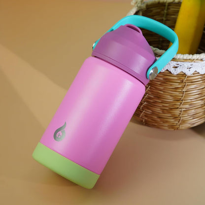 BJPKPK Insulated Water Bottle with Straw Lid, 18oz Thermo Water Bottles with Soft Nozzle, Flex Handle & Non-slip Boot, BPA Free Leak Proof Stainless Steel Metal Thermo, Tumblers, Cups,Sea Salt