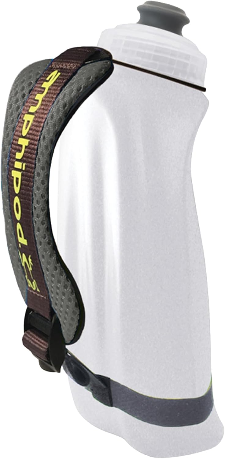 Amphipod Hydraform Handheld Bottle, Ergonomic Runners BPA-Free Hydration/Fuel Water Bottle for Endurance Runners, Hiking & Jogging - Charcoal/Clear - 12 oz.