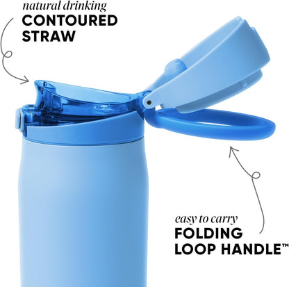 Simple Modern Mesa Loop Water Bottle with Covered Straw and Handle | 24oz Cup Holder Friendly Insulated Stainless Steel Bottles for Travel, Sports and School | Iris Sage - Colors B