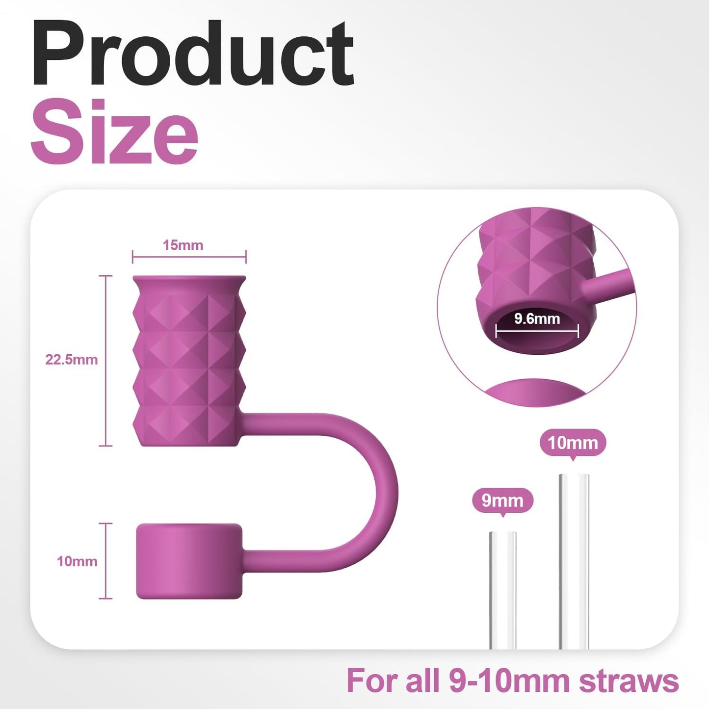 YOTIME 6Pcs Silicone Straw Covers Cap, 0.39in/10mm Straw Toppers Compatible with Stanley Cup 40 & 30 oz, Reusable Dust-Proof Cover Cap for Tumbler with Handle, Starlight