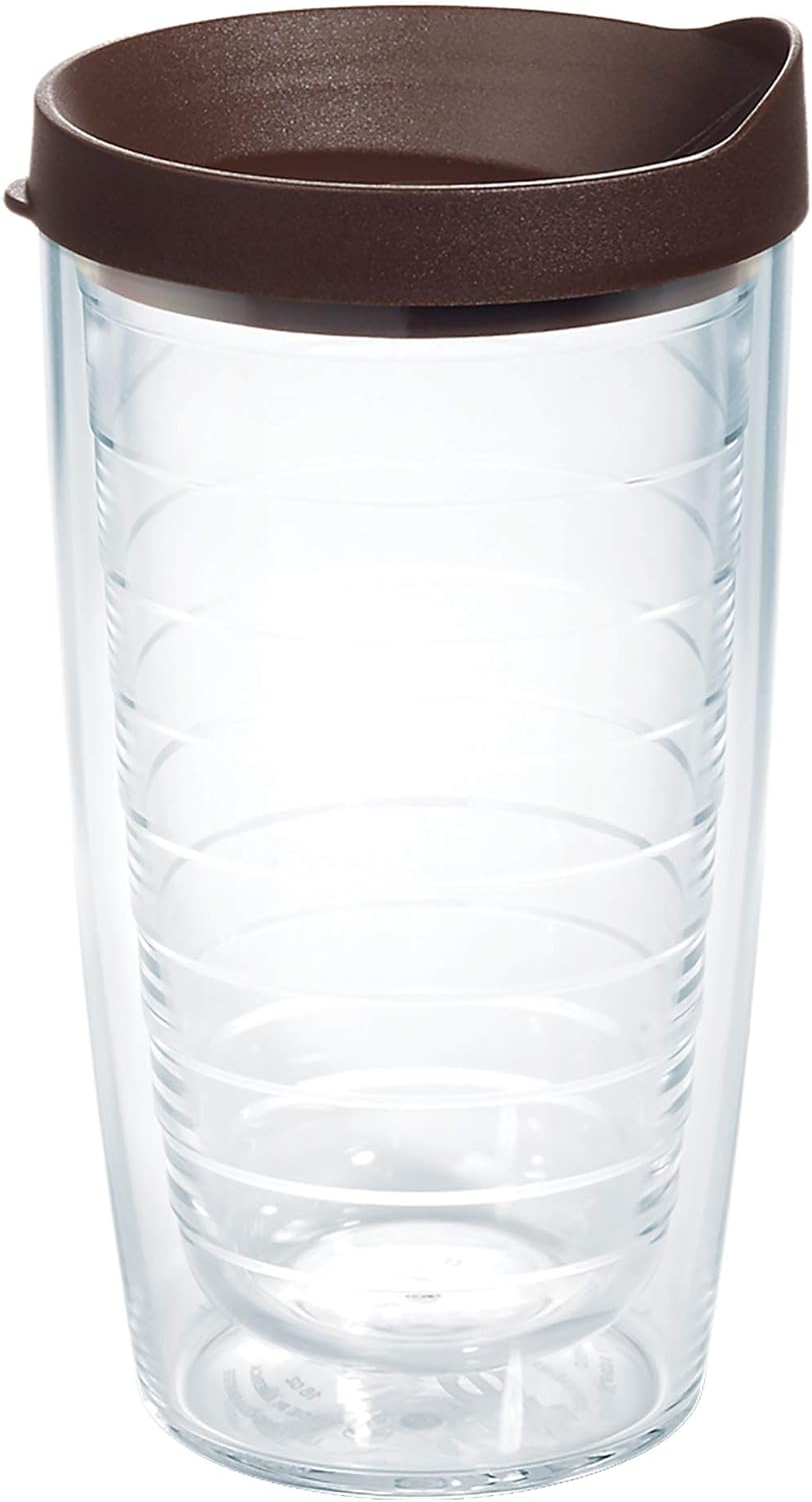Tervis Clear & Colorful Lidded Made in USA Double Walled Insulated Tumbler Travel Cup Keeps Drinks Cold & Hot, 24oz, Black Lid, 1 Count (Pack of 1)