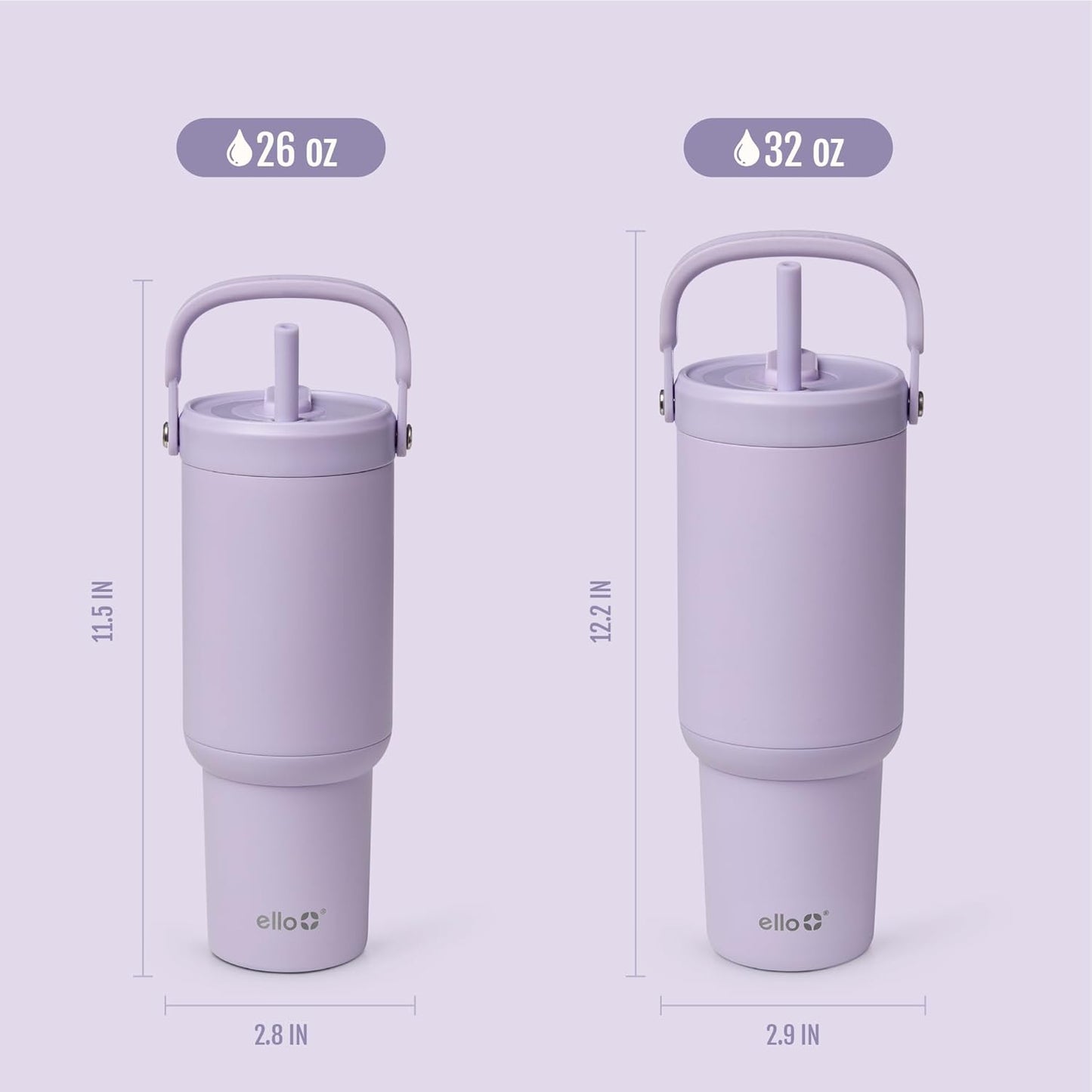 Ello Oasis Go+ 26oz Tumbler with Top Handle and Retracting Straw | Reusable Insulated Stainless Steel Cup, 100% Leakproof Water Bottle, 24 Hours Cold, Cup Holder Friendly For Travel | Wild Rasberry