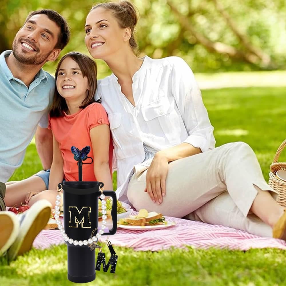 7pcs Cup Accessories for Stanley 30/40oz Tumbler, Handle Strap, Straw Cover, Silicone Boot, Letter Charm Stickers